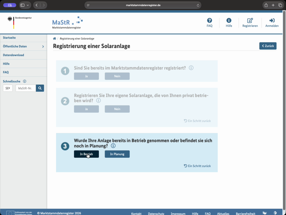 Frage 3: in Betrieb oder in Planung