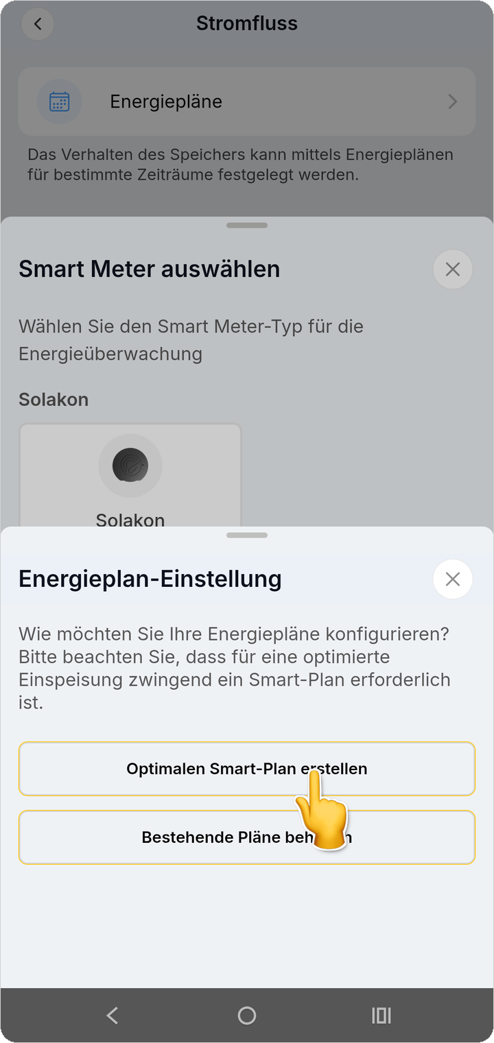 Damit richtet die App den Smart-Meter-Betrieb automatisch als Smart-Plan ein.