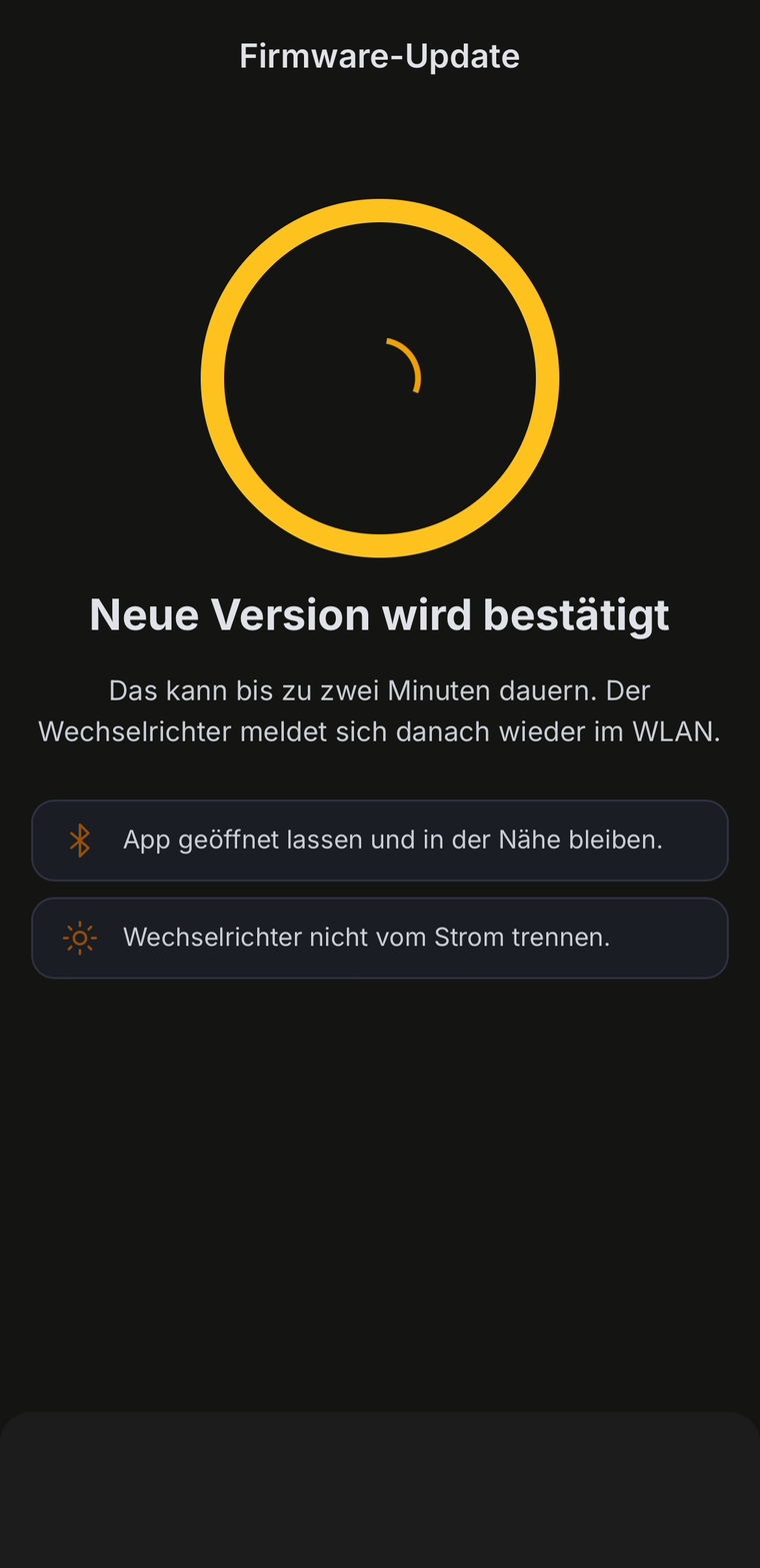 Bildschirm Neue Version wird bestätigt