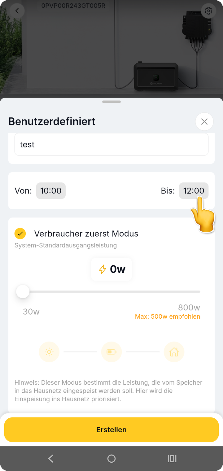 Tap auf Bis-Feld