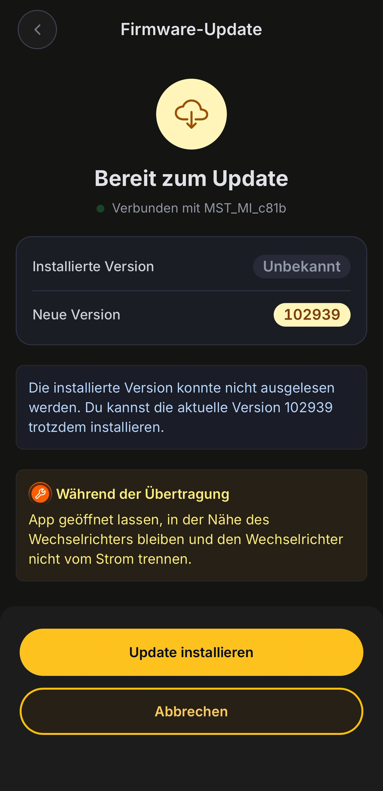 Bildschirm Bereit zum Update mit der Schaltfläche Update installieren