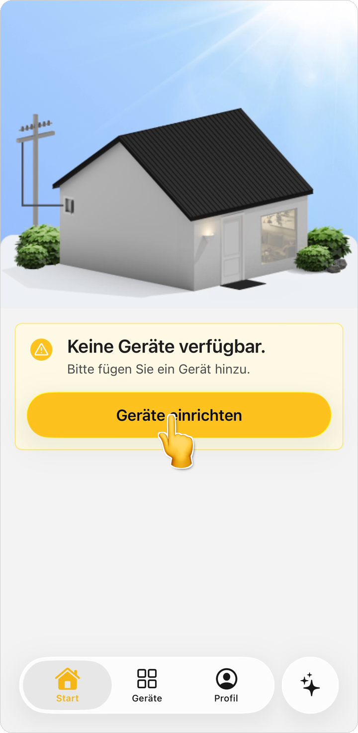 Startseite: Geräte einrichten