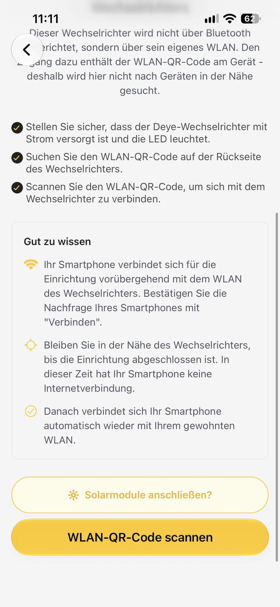 Hinweise zur Einrichtung über WLAN