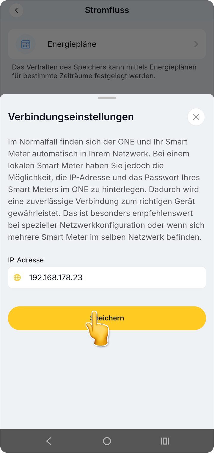 Nach dem Einfügen können Sie die neue Adresse speichern.