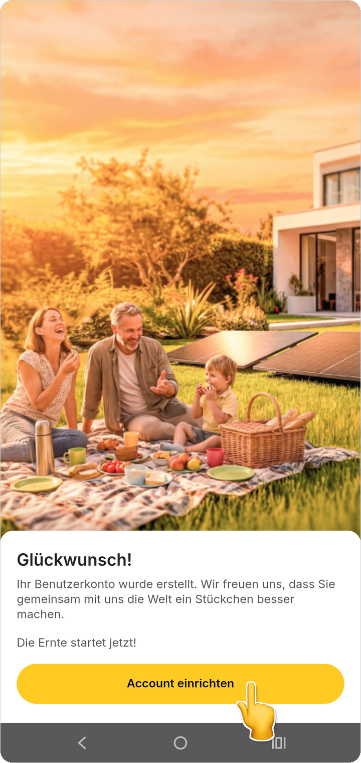 Einrichtung des Accounts starten