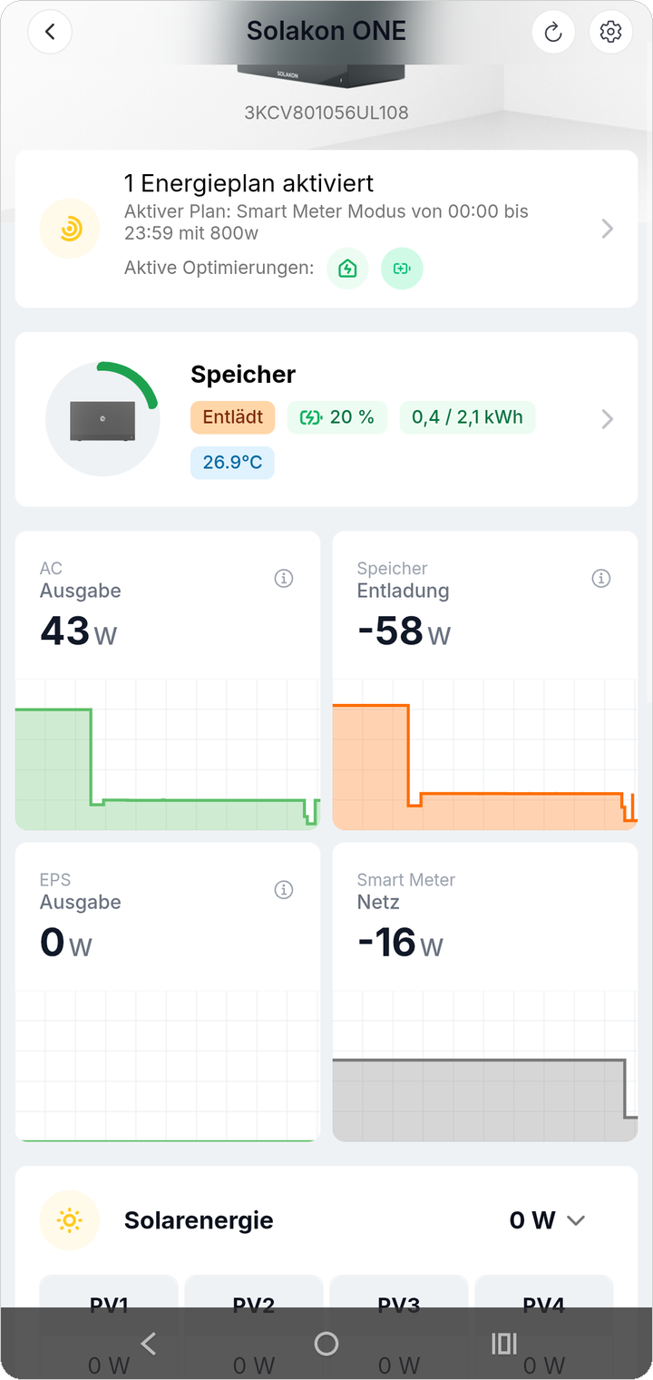 Über die Energieplan-Karte gelangen Sie zum Bereich Stromfluss.