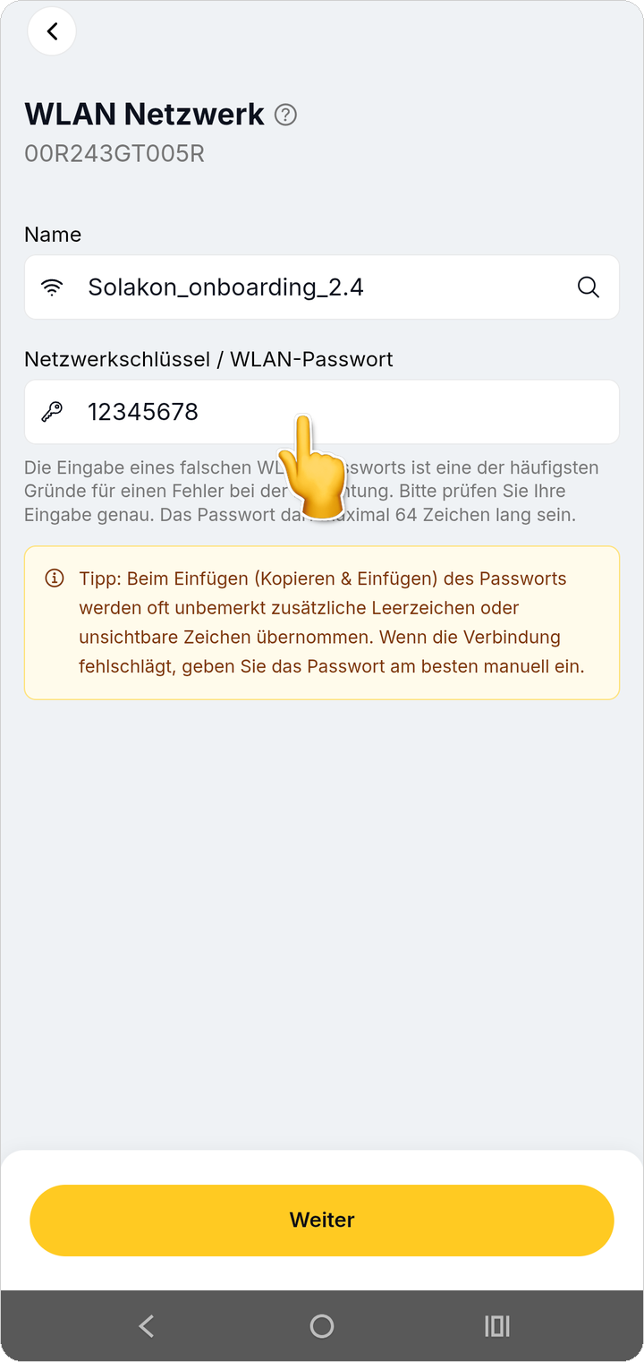 WLAN-Passwort eingeben