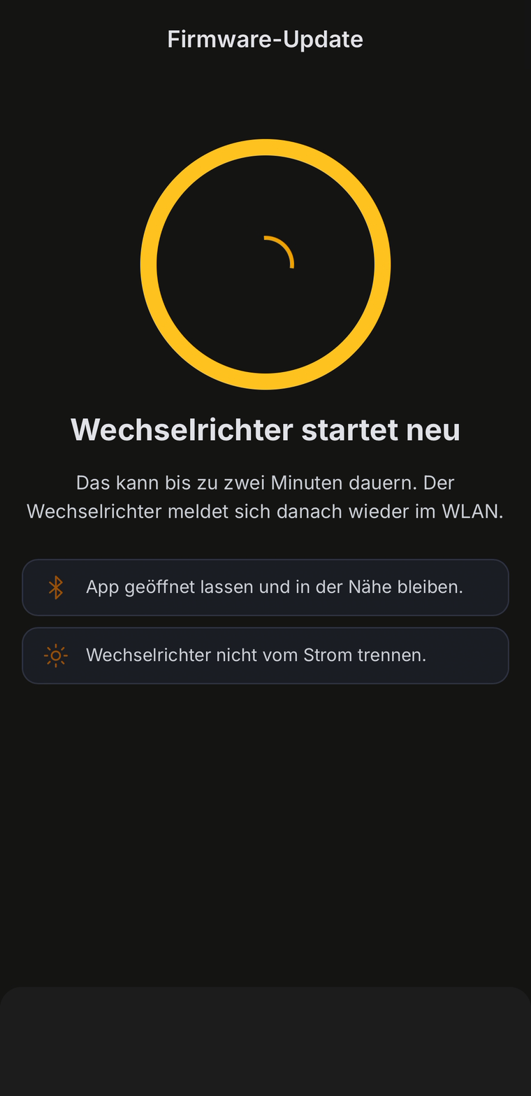 Bildschirm Wechselrichter startet neu