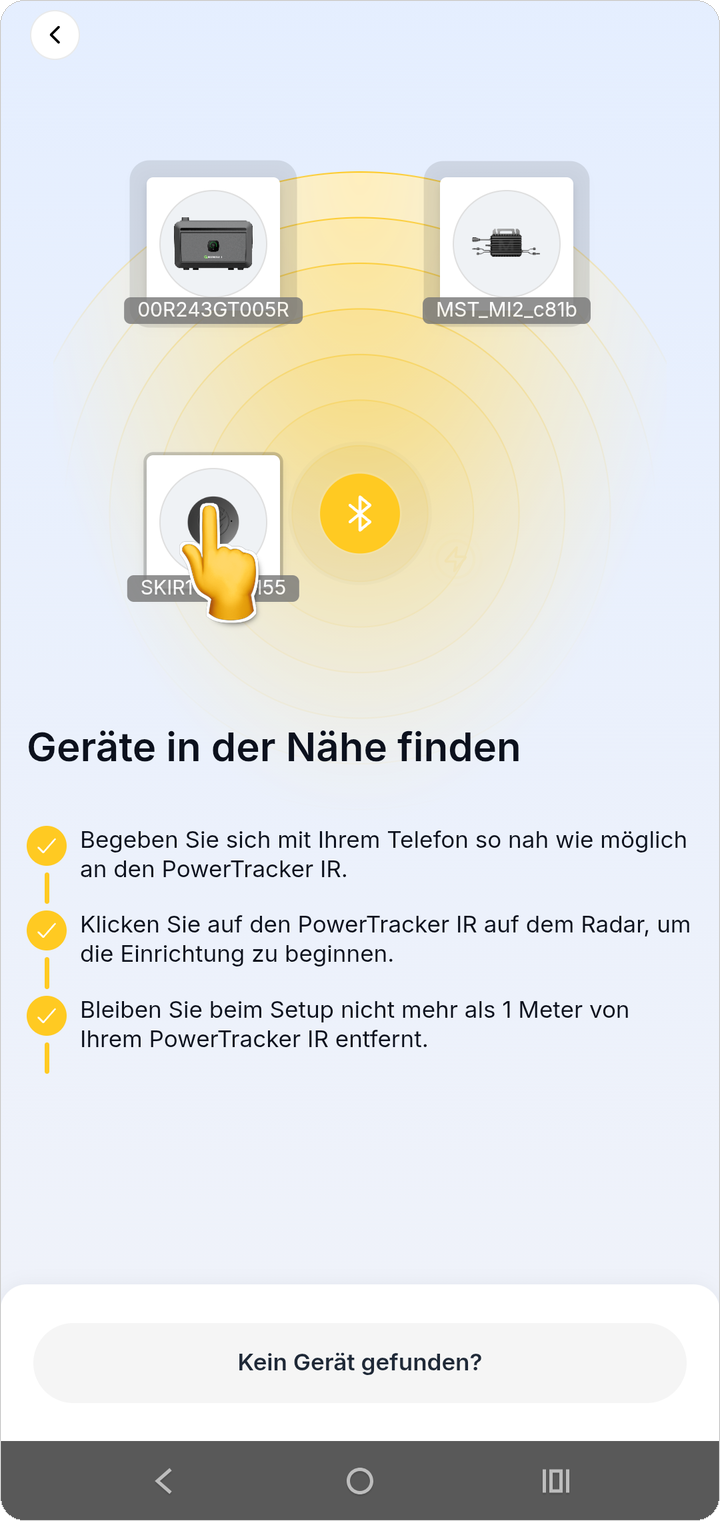 Gerät auf dem Radar auswählen