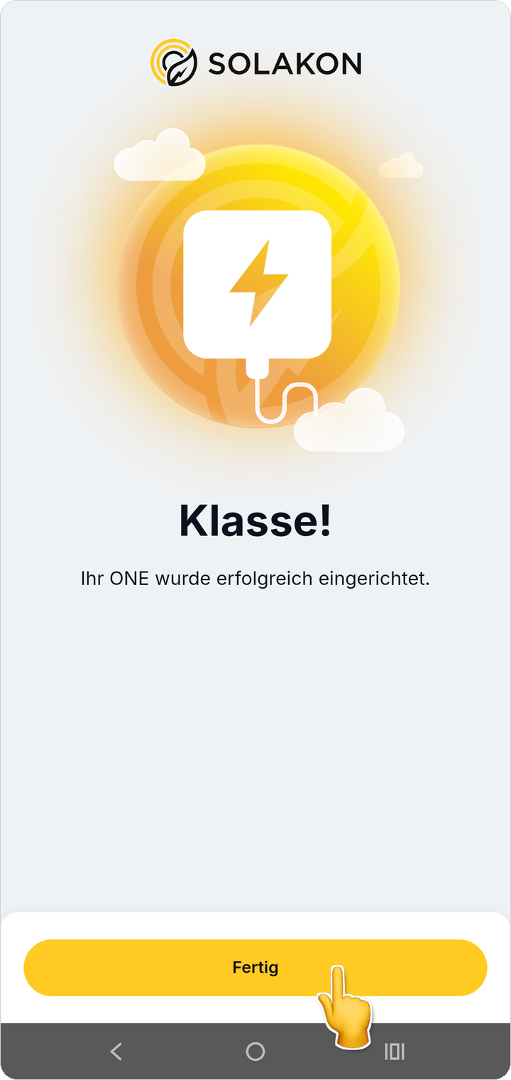 Einrichtung des ONE abschließen