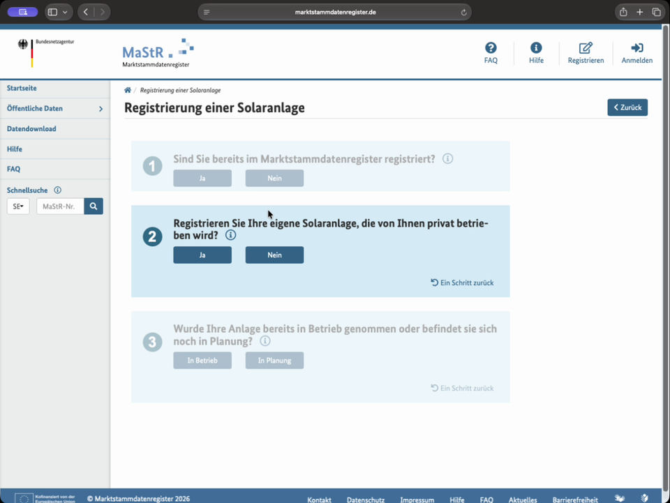 Frage 2: privat betriebene Anlage