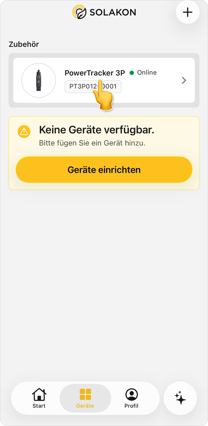 Geräte-Tab: PowerTracker 3P online