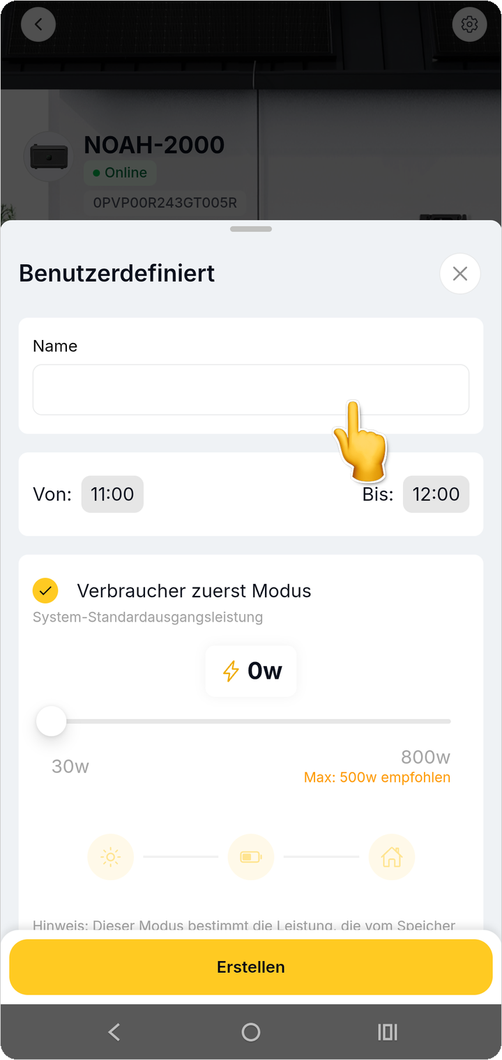 Sheet Benutzerdefiniert mit Name-Feld