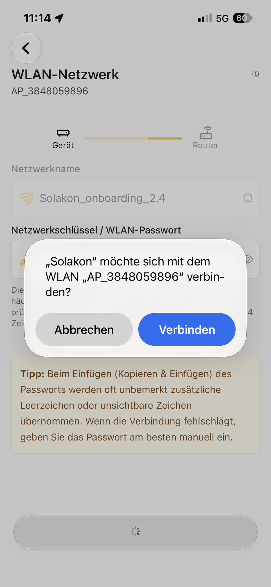 Erneute Verbindungsanfrage bestätigen
