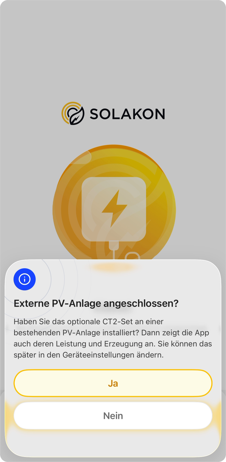 Externe PV-Anlage angeschlossen? Ja oder Nein