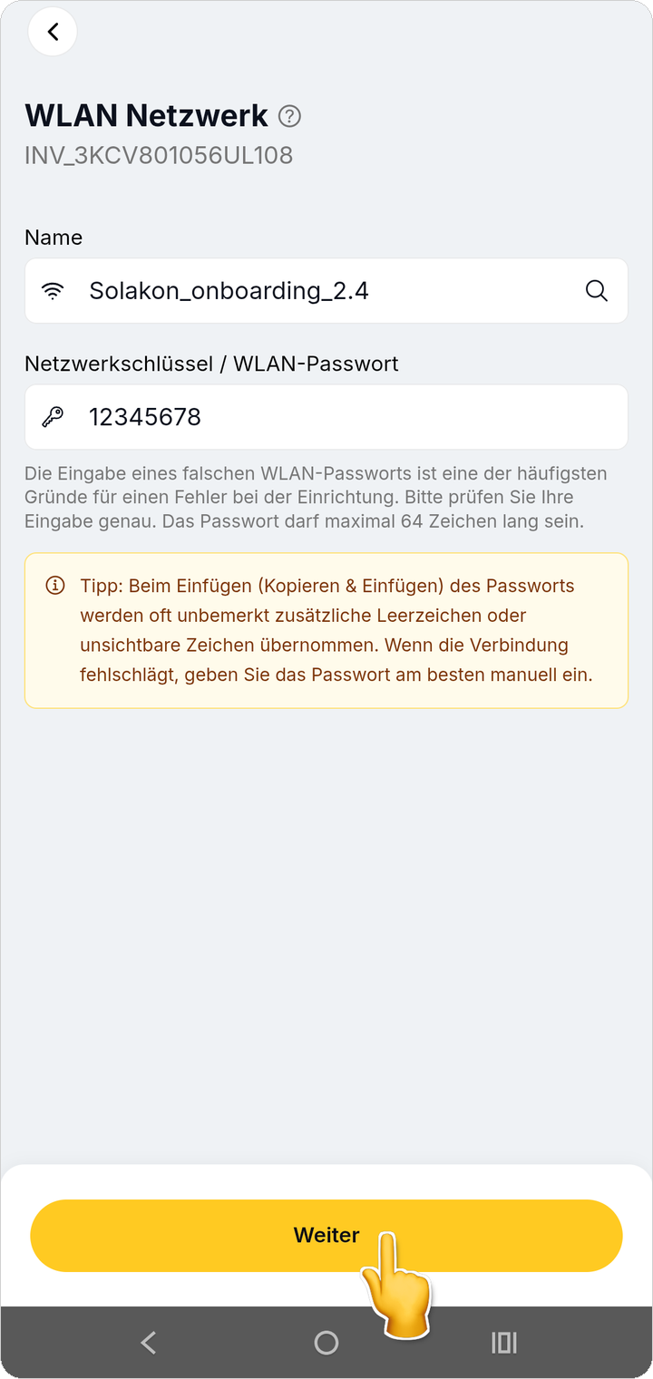 WLAN-Passwort eingeben