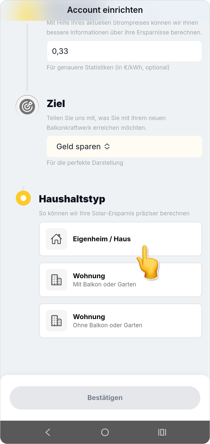 Haushaltstyp auswählen