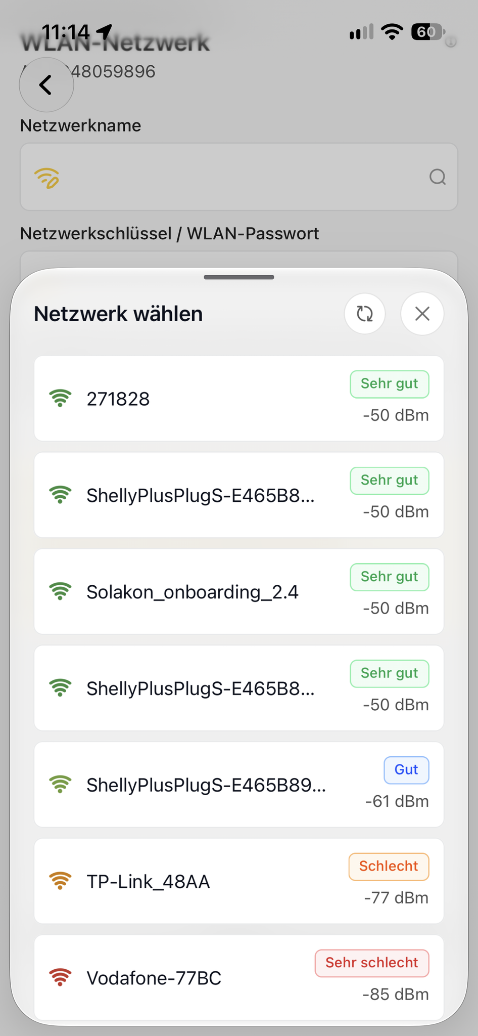 Heim-WLAN auswählen