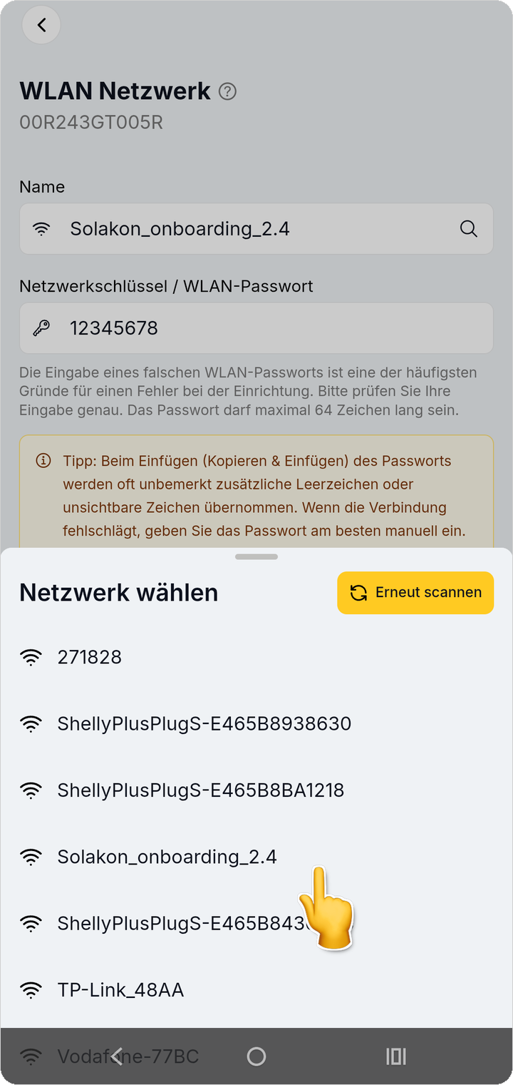 WLAN-Netzwerk auswählen