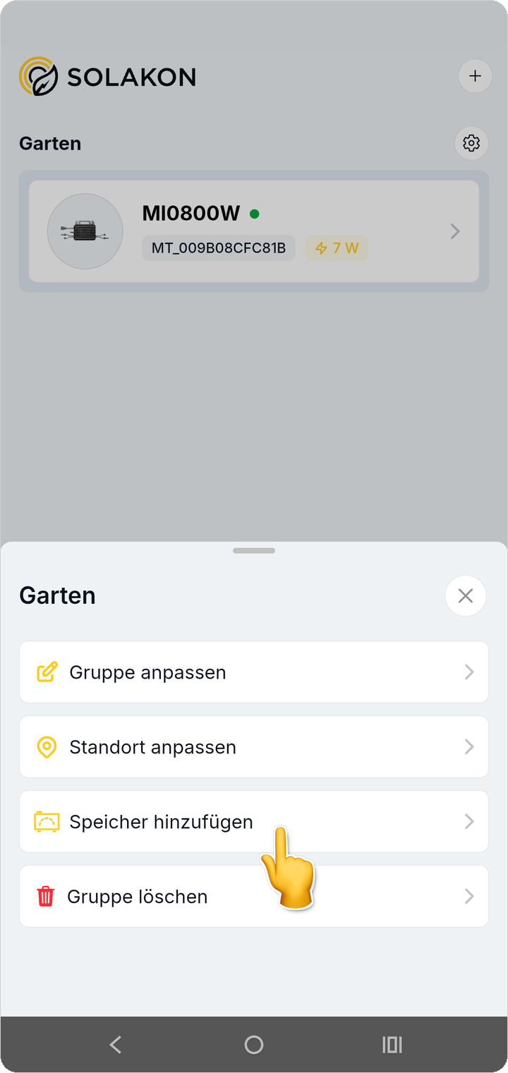 Option Speicher hinzufügen