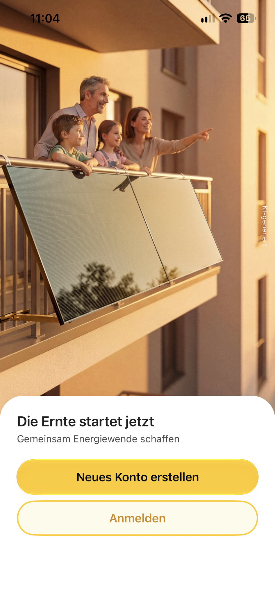 Startbildschirm der Solakon App