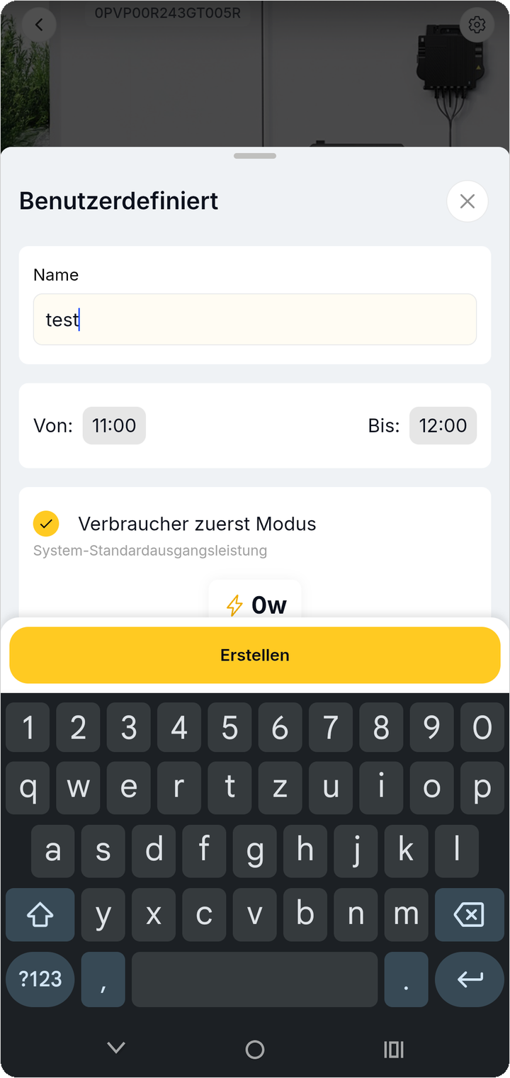 Name eingegeben