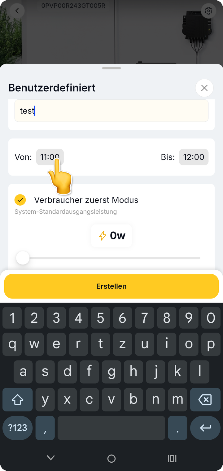 Tap auf Von-Feld
