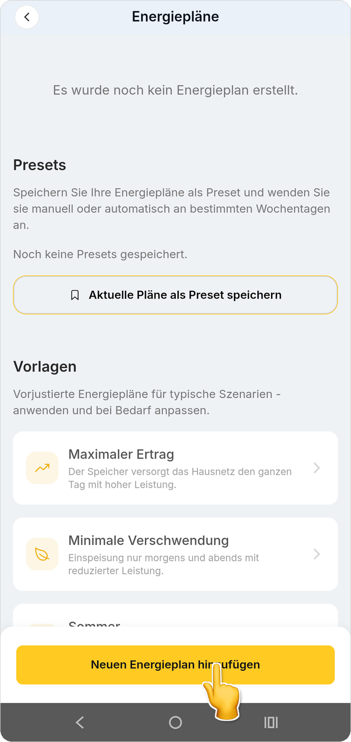 Damit öffnen Sie das Formular für einen neuen Plan.