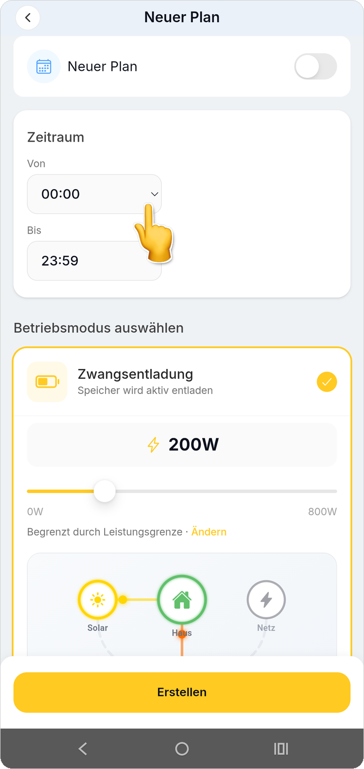 Im Formular bestimmen Sie zuerst den Zeitraum des Energieplans.