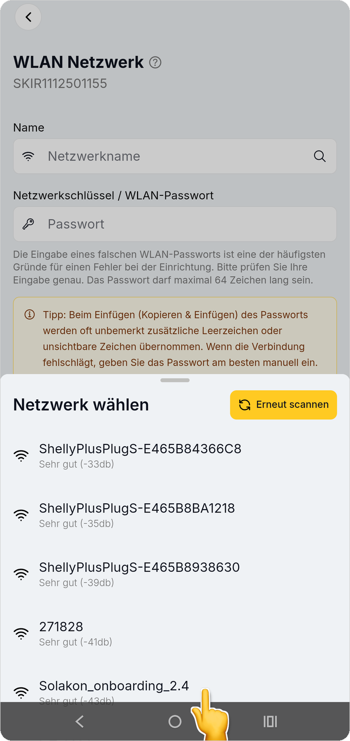 WLAN-Netzwerk auswählen