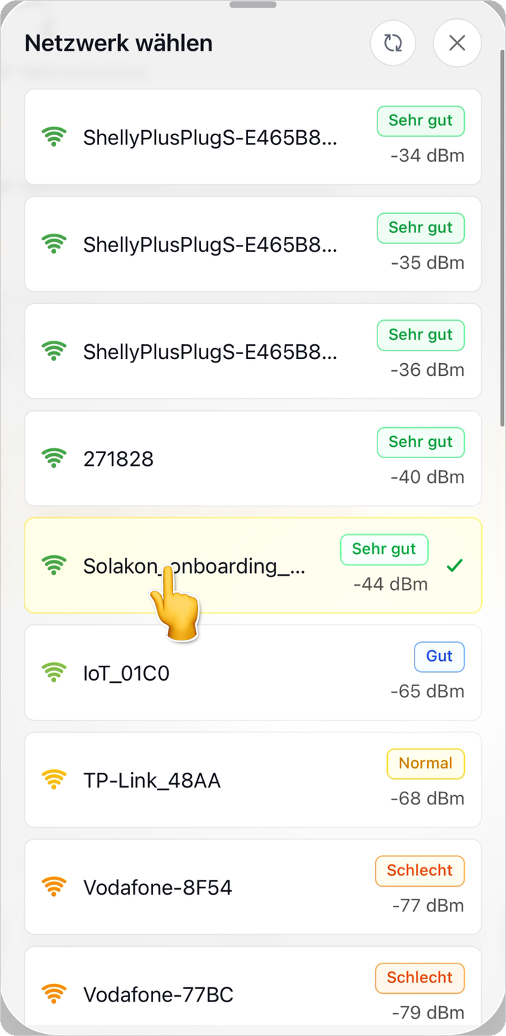 Netzwerk wählen