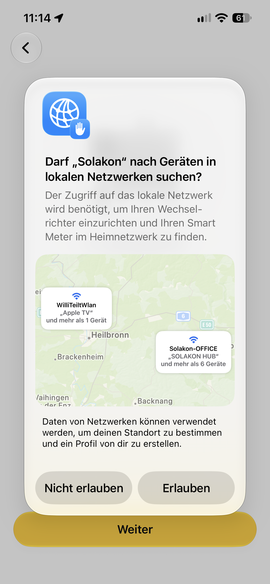 Zugriff auf das lokale Netzwerk erlauben