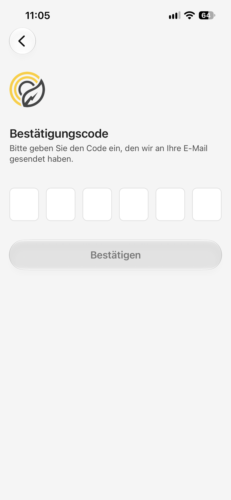 Bestätigungscode eingeben